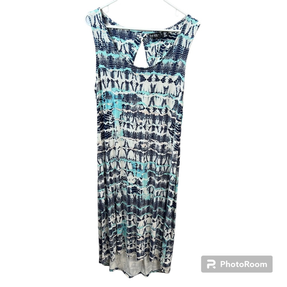 Nicole miller blue & off white maxi dress key hole back size XL